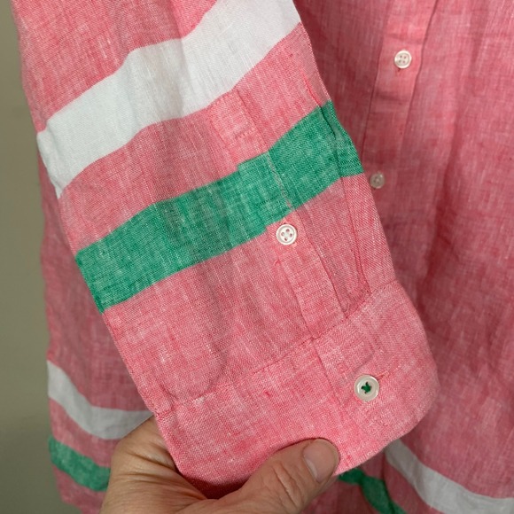 Boden 100% Linen Long Sleeve Button Down Tunic/Shirt Dress Size 12R Preppy - Picture 5 of 8